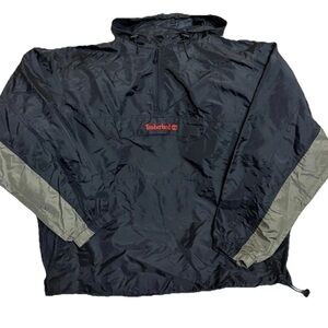 Timberland 1/4 Zip Pullover Windbreaker Jackets Size   XL Black Logo Hood